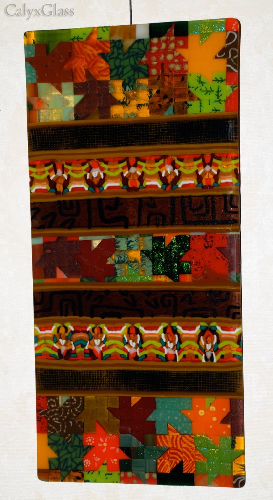 fused glass quilt wall hanging