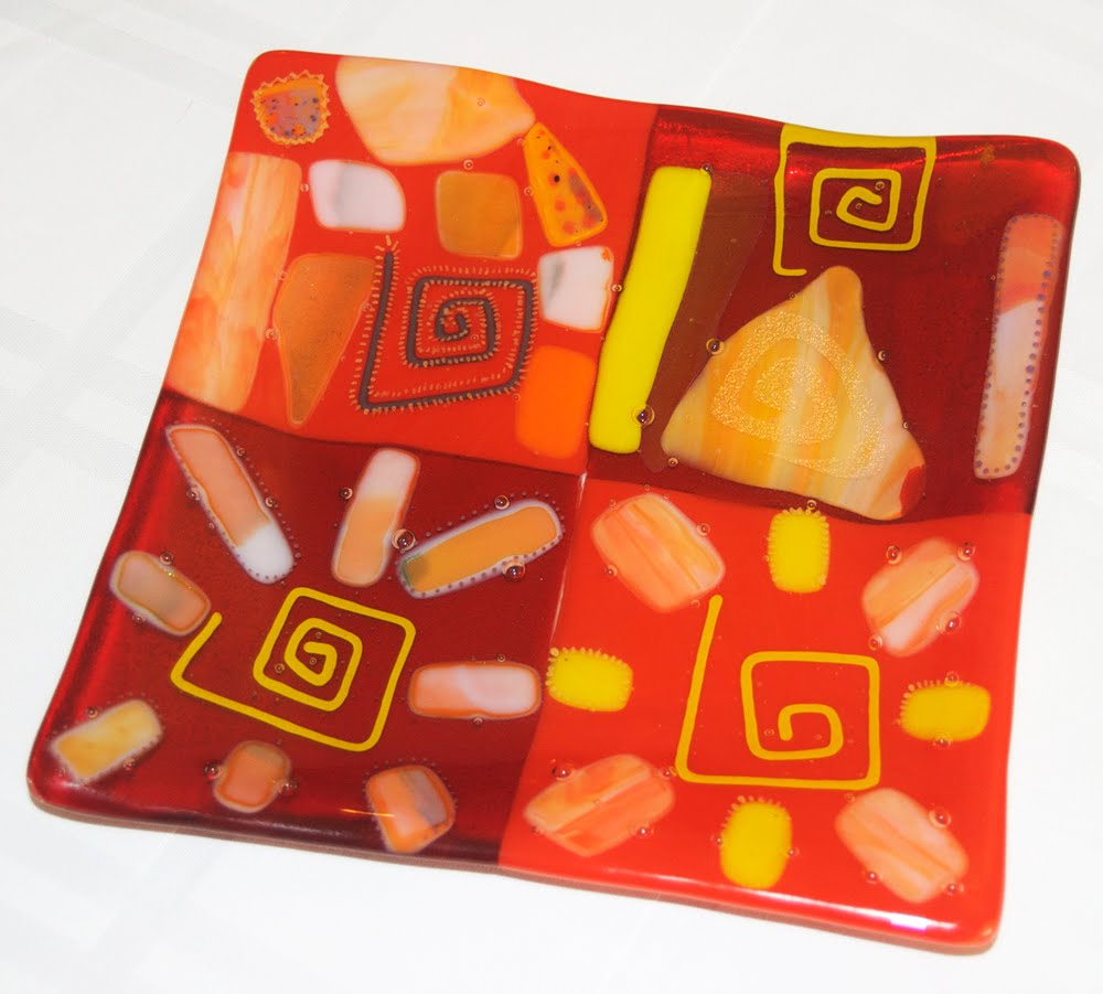Red Fused Glass Plate