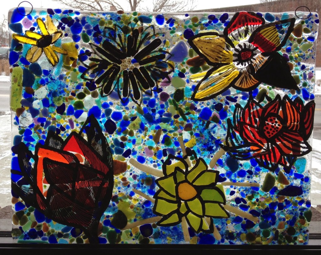Fused Glass Window in the style of Monet