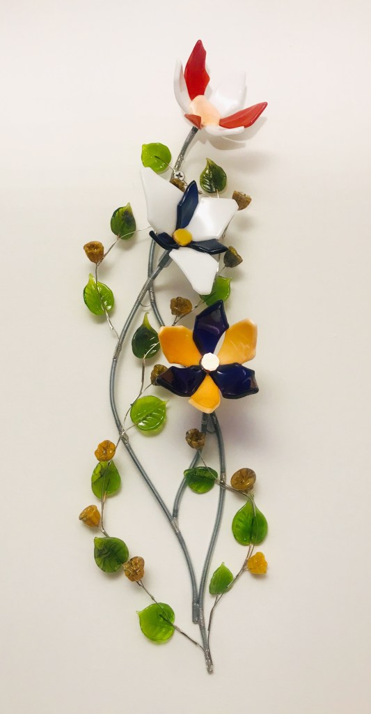 orange and red glass flowers