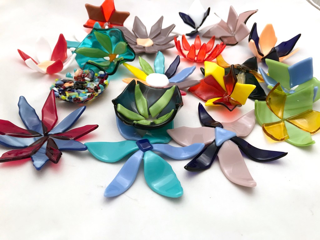 fused glass flowers
