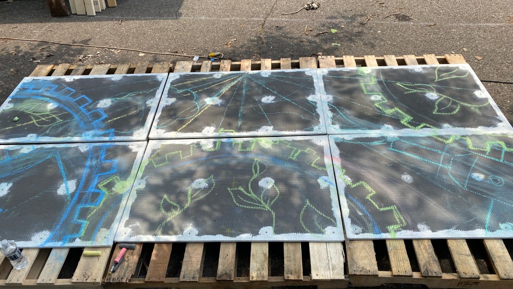 Design Sketched on Mosaic Backer Boards