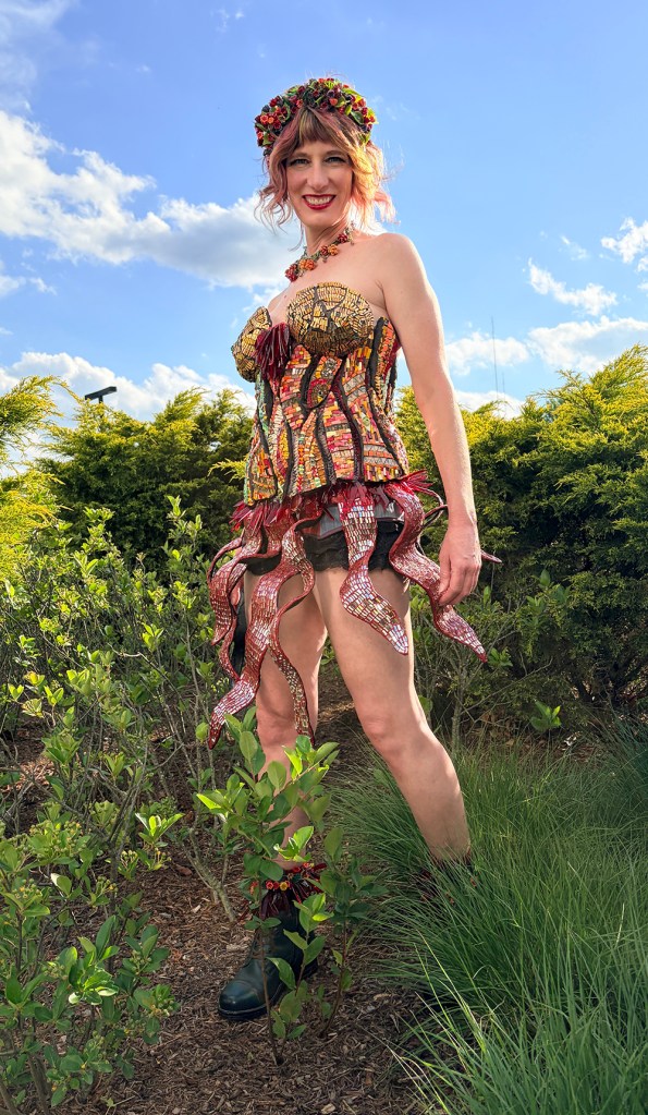 Mosaic Glass dress created for Laura Donefer's Glass Fashion Show in Corning, NY 2026