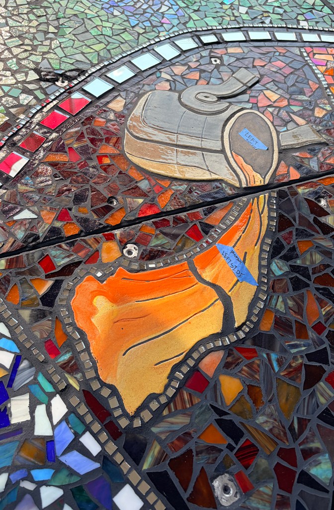 Details of Ceramic Tiles created in collaboration with Jessica Liddell of Bella Mosaic for the Butler, PA Community Mosaic on the exterior of the historic Penn Theater