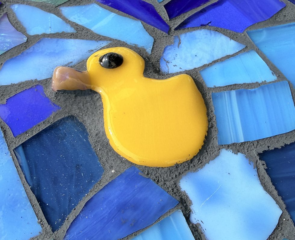 Butler, PA Glass Rubber Duck Charm in the Community Mosaic on the side of the Historic Penn Theater